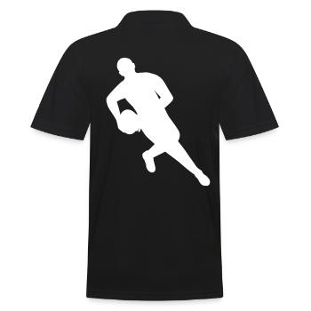 Rugby in Bewegung - Männer Poloshirt - Schwarz - Hinten - Kai (181cm)