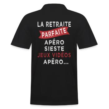 retraite parfaite sieste jeux vidéos apero - Polo Homme - noir - Dos - Kai (181cm)