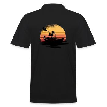 Ruderboot bei Sonnenuntergang - Männer Poloshirt - Schwarz - Hinten - Kai (181cm)