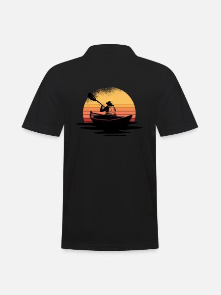 Chaloupe au coucher du soleil - Polo Homme - noir