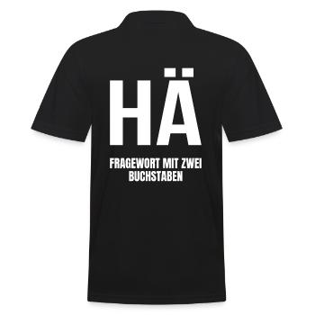 HÄ Fragewort mit zwei Buchstaben - Männer Poloshirt - Schwarz - Hinten - Kai (181cm)