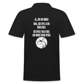 JA, ICH BIN GROSS - ICH SPIELE VOLLEYBALL - Männer Poloshirt - Schwarz - Hinten - Kai (181cm)