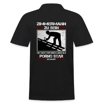 ZIMMERMANN ZU SEIN.... - Männer Poloshirt - Schwarz - Hinten - Kai (181cm)