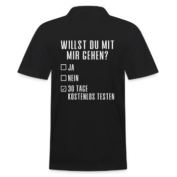 WILLST DU MIT MIR GEHEN? - Männer Poloshirt - Schwarz - Hinten - Kai (181cm)