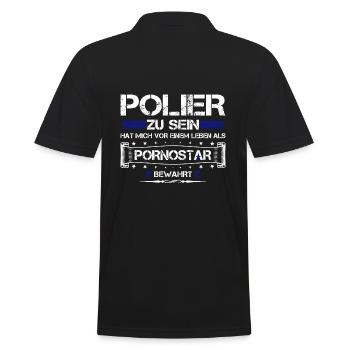 POLIER ZU SEIN.... - Männer Poloshirt - Schwarz - Hinten - Kai (181cm)