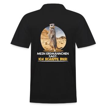 MEIN ERDMÄNNCHEN SAGT: ICH SCHAFFE DAS! - Männer Poloshirt - Schwarz - Hinten - Kai (181cm)
