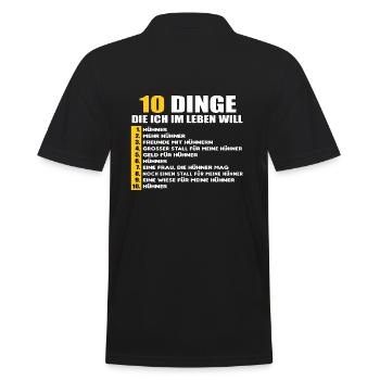10 DINGE DIE ICH IM LEBEN WILL - HÜHNER - Männer Poloshirt - Schwarz - Hinten - Kai (181cm)