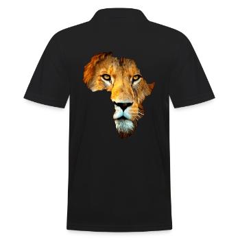 Lion Lion's Head Africa Continent Outline Map - Men's Polo Shirt - black - Back - Kai (181cm)