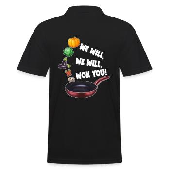 WE WILL WOK YOU - Männer Poloshirt - Schwarz - Hinten - Kai (181cm)