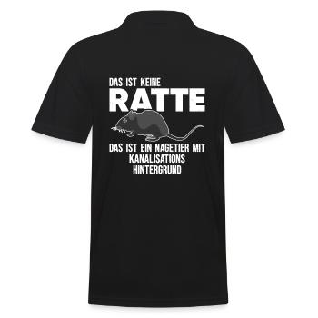 DAS IST KEINE RATTE - LUSTIGER SPRUCH RATTE - Männer Poloshirt - Schwarz - Hinten - Kai (181cm)