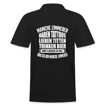 MANCHE ZIMMERER...... - Männer Poloshirt - Schwarz - Hinten - Kai (181cm)
