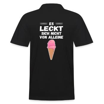 ES LECKT SICH NICHT VON ALLEINE - EISCREME - Männer Poloshirt - Schwarz - Hinten - Kai (181cm)