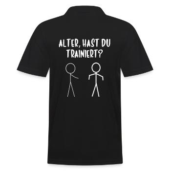 HAST DU TRAINIERT? LUSTIGE BODYBUILDER FITNESS - Männer Poloshirt - Schwarz - Hinten - Kai (181cm)