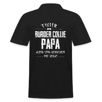 Border collie dog Dear dad heart heart - Men's Polo Shirt - black - Back - Kai (181cm)