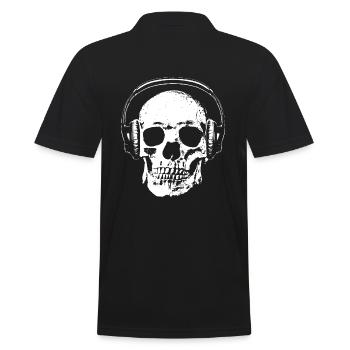 Skull with headphones - Men's Polo Shirt - black - Back - Kai (181cm)