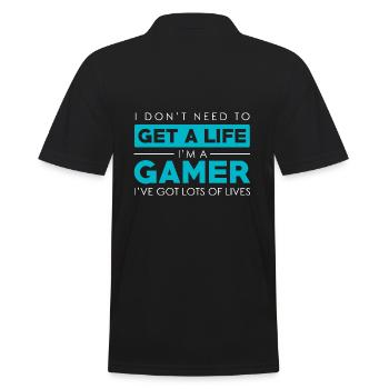 Gamer Lots of Lifes Gift - Men's Polo Shirt - black - Back - Kai (181cm)