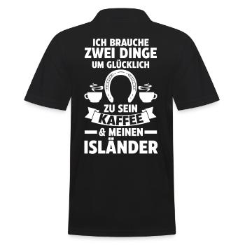 Pferd Reitsport Reiten Pferdesport Kaffee Isländer - Männer Poloshirt - Schwarz - Hinten - Kai (181cm)