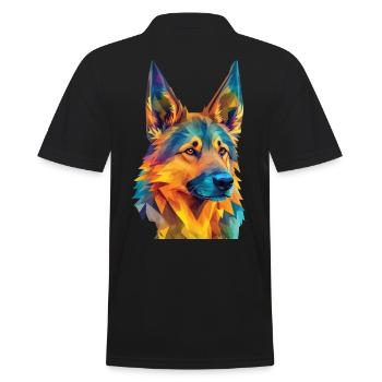 Geometrischer Deutscher Schäferhund Hunde Kunst - Männer Poloshirt - Schwarz - Hinten - Kai (181cm)