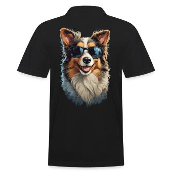 Border Collie Freund Begleiter Hunde Design - Männer Poloshirt - Schwarz - Hinten - Kai (181cm)