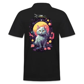 Gothic Cat Mystical Cat Lover Design - Men's Polo Shirt - black - Back - Kai (181cm)