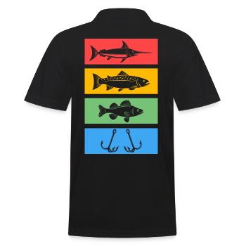 Fishing Retro Fisherman Fishing Fishing Angler - Men's Polo Shirt - black - Back - Kai (181cm)