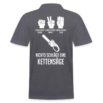 Baumfäller Holzfäller Zimmermann Kettensäge - Männer Poloshirt - Anthrazit - Hinten - Nico (186cm)