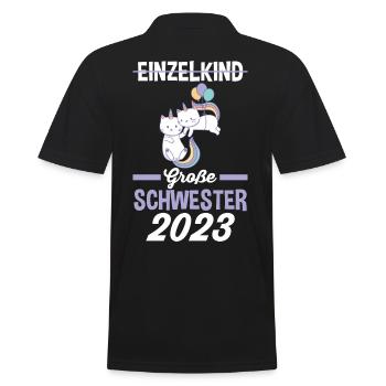 Einhorn Katze Schwester 2023 - Männer Poloshirt - Schwarz - Hinten - Kai (181cm)