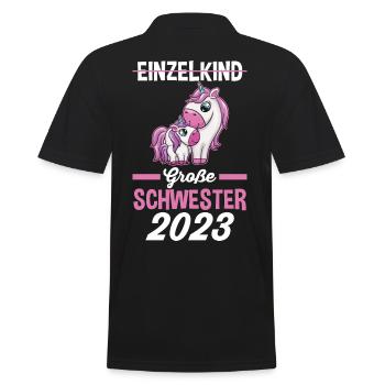 Einhorn Schwester 2023 - Männer Poloshirt - Schwarz - Hinten - Kai (181cm)
