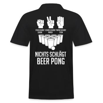Party Bier Bierpong Beer Pong - Männer Poloshirt - Schwarz - Hinten - Kai (181cm)