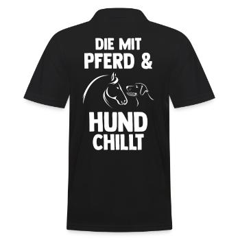 Hunde Pferdeliebhaber Hundeliebhaber Pferde - Männer Poloshirt - Schwarz - Hinten - Kai (181cm)