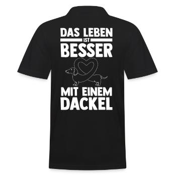 Hund Dackel - Männer Poloshirt - Schwarz - Hinten - Kai (181cm)
