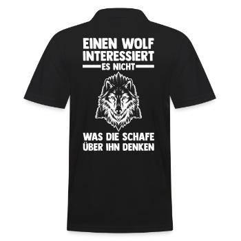 Tier Waldtier Wolf - Männer Poloshirt - Schwarz - Hinten - Kai (181cm)