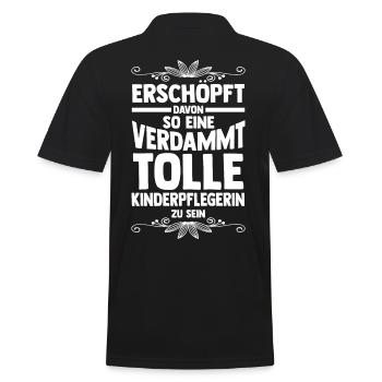 Erzieherin Kindergärtnerin Kinderpflegerin - Männer Poloshirt - Schwarz - Hinten - Kai (181cm)
