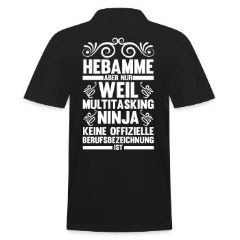 Geburtshelferin Hebamme - Männer Poloshirt - Schwarz - Hinten - Kai (181cm)