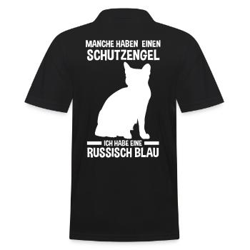 Schutzengel Katze Kater Russisch Blau - Männer Poloshirt - Schwarz - Hinten - Kai (181cm)