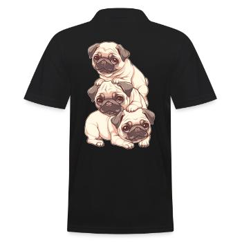 Mops Stapel - Männer Poloshirt - Schwarz - Hinten - Kai (181cm)