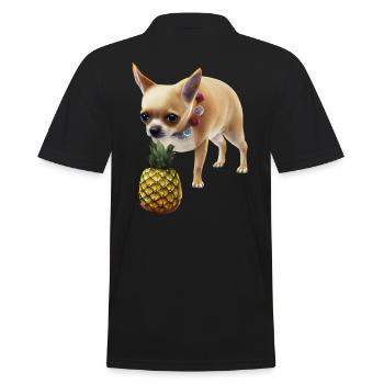 Chihuahua mit Ananas - Männer Poloshirt - Schwarz - Hinten - Kai (181cm)