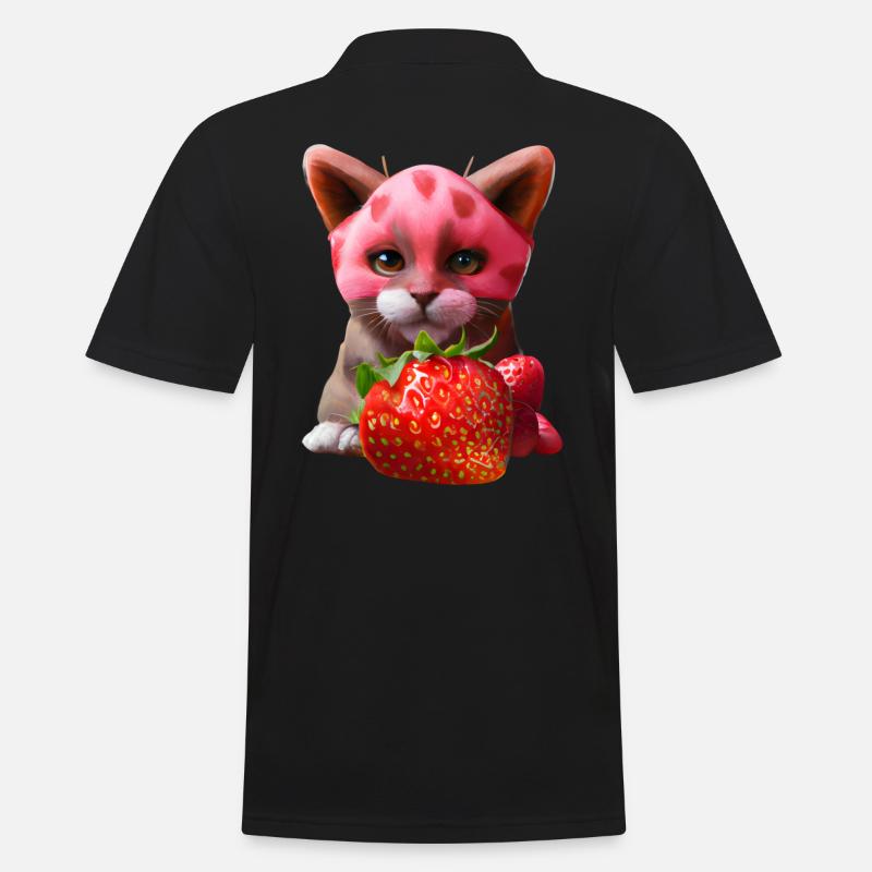 Erdbeerkatze - Männer Poloshirt - Schwarz