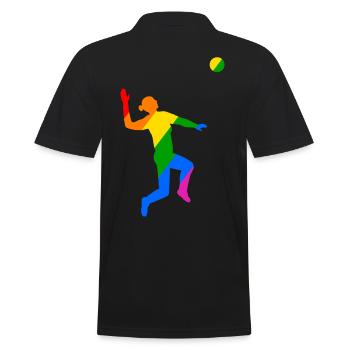 Rainbow Jump in Volleyball - Men's Polo Shirt - black - Back - Kai (181cm)