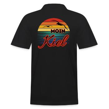 Moin Kiel avec mouette dans un style rétro - Polo Homme - noir - Dos - Kai (181cm)