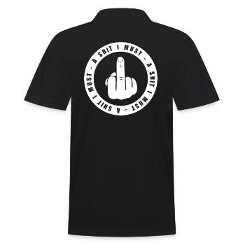 Mittelfinger - einen Scheiß muss ich - Männer Poloshirt - Schwarz - Hinten - Kai (181cm)