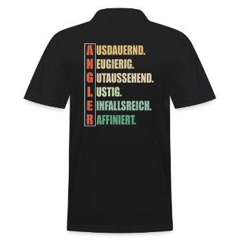 Der Angler - Lustig - Männer Poloshirt - Schwarz - Hinten - Kai (181cm)