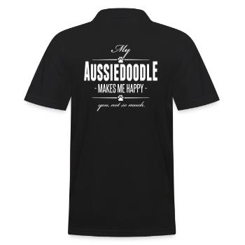 Aussiedoodle makes me happy Hundespruch Wilsigns - Männer Poloshirt - Schwarz - Hinten - Kai (181cm)