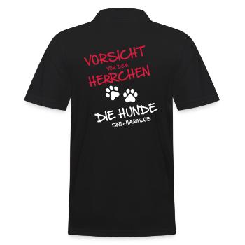 Vorsicht Herrchen - Hunde - Männer Poloshirt - Schwarz - Hinten - Kai (181cm)