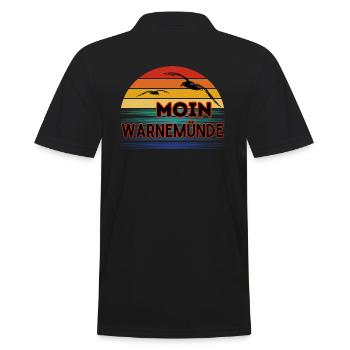Moin Warnemünde avec mouette dans un style rétro - Polo Homme - noir - Dos - Kai (181cm)