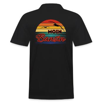 Moin Basin mit Möwe im Retro Style-Bansin - Männer Poloshirt - Schwarz - Hinten - Kai (181cm)