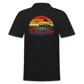 Moin Bremen avec mouette dans un style rétro - Polo Homme - noir - Dos - Kai (181cm)