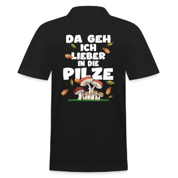 pilze sammeln herbst natur pilzsammler pilzzeit - Männer Poloshirt - Schwarz - Hinten - Kai (181cm)
