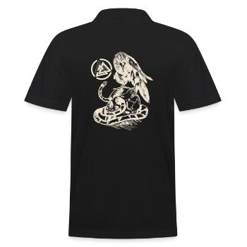 Midgard Odin Skull - Männer Poloshirt - Schwarz - Hinten - Kai (181cm)