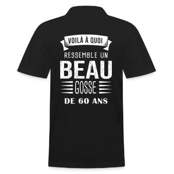 60e anniversaire beau gosse cadeau humour 60 ans - Polo Homme - noir - Dos - Kai (181cm)
